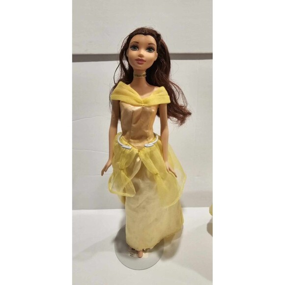 Lot of 2 Vintage Disney Belle Beauty & the Beast Barbie Doll Yellow Dress FLAWS - Picture 2 of 16